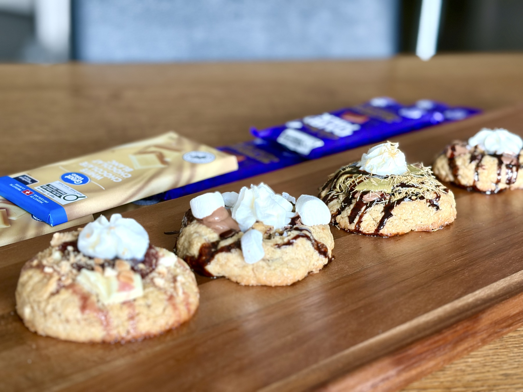 A lineup of One More Cookie flavours
